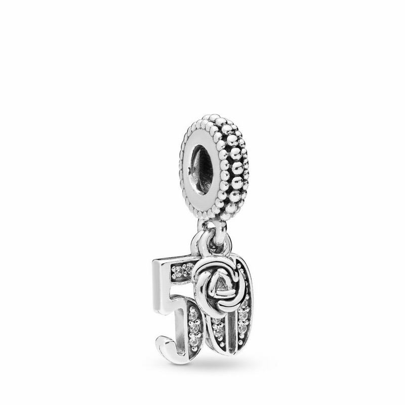 Pandora 50 Years Of Love Dangle Charm Ireland - Sterling Silver/Cubic Zirconia - 375296HYZ